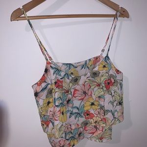 LA Hearts floral crop tank top